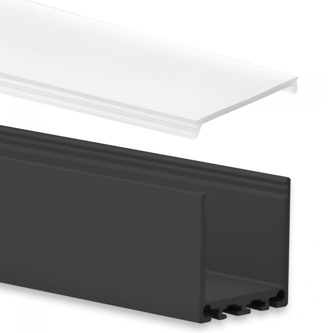 Sample LED strip profiel PN6V2-ZWART - afdekking naar keuze