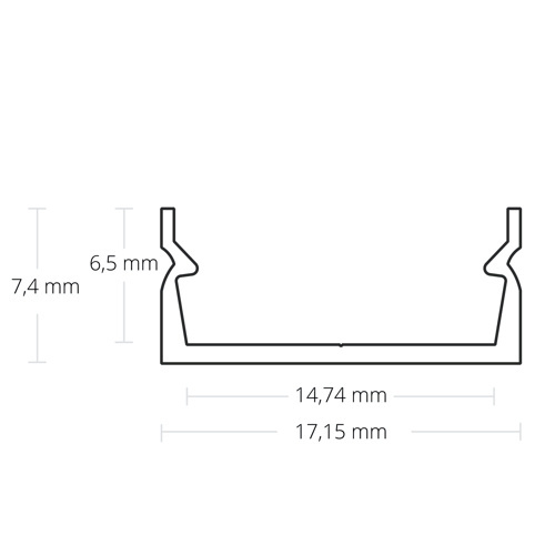 Zwart LED in/opbouwprofiel met afdekking 17,15 mm x 7,40 mm - 04ZWART
