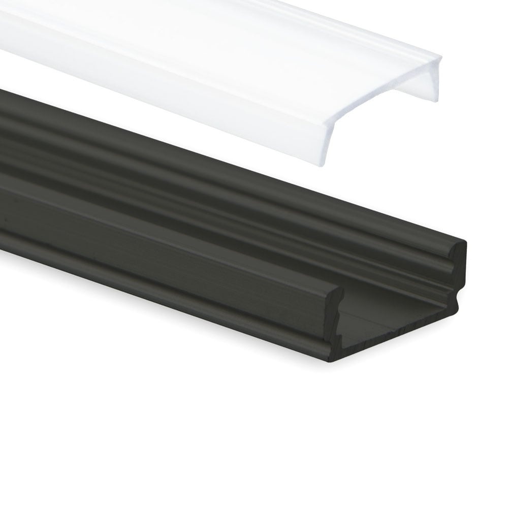 Zwart LED profiel met klikafdekking 16,80mm x 6,47mm - 01ZWART