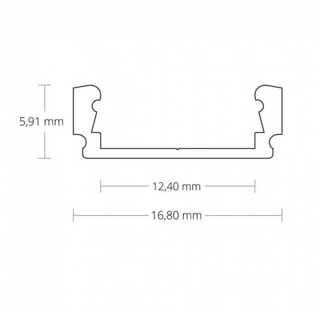 Zwart LED profiel met klikafdekking 16,80mm x 6,47mm - 01ZWART