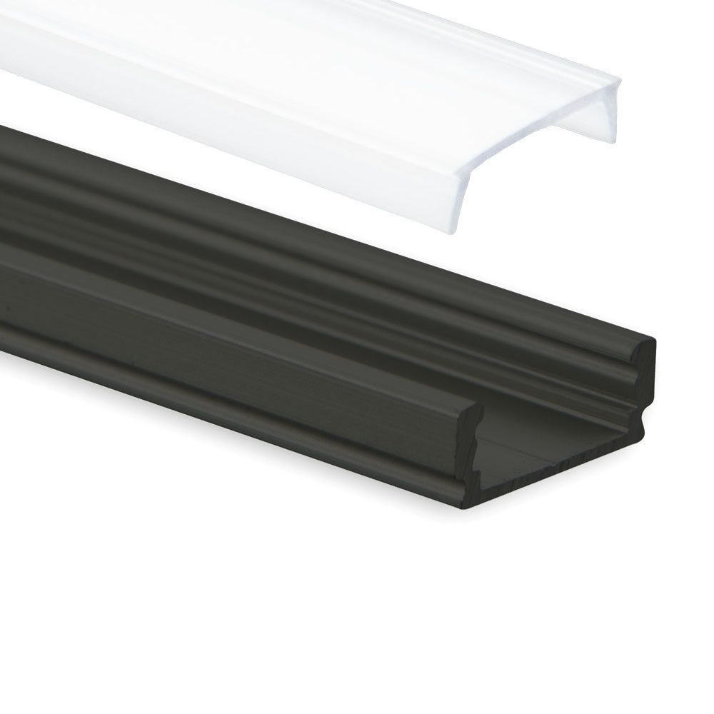 Zwart LED profiel met klikafdekking 16,80mm x 6,47mm - 01ZWART