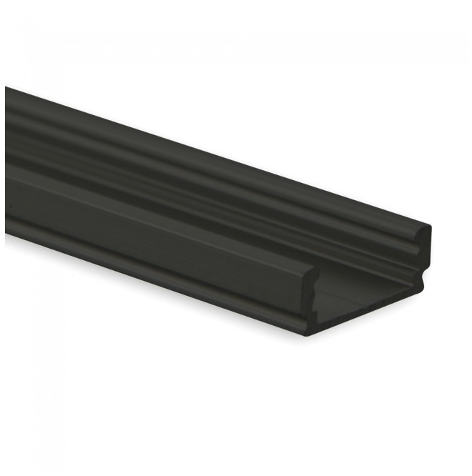 Zwart LED profiel met klikafdekking 16,80mm x 6,47mm - 01ZWART