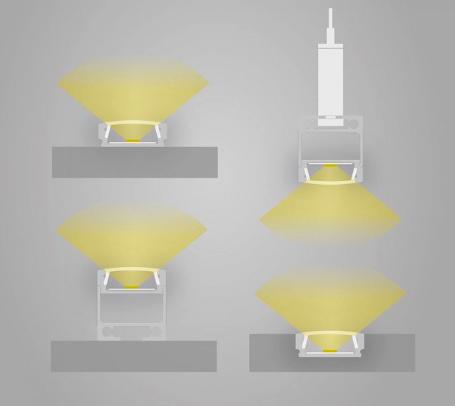 PL1 LED opbouwprofiel - Zwart - afdekking naar keuze
