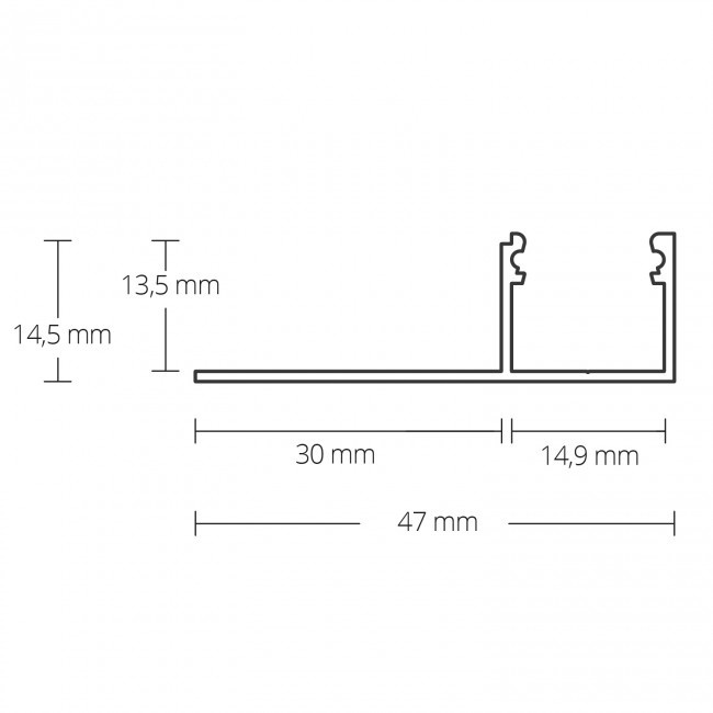 LED gipsplaat profiel inclusief opaal klikcover 47mm x 14,50mm - GIPS100