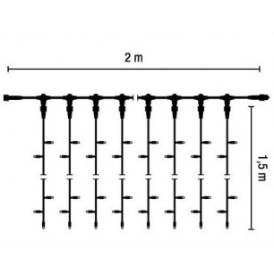 Kerstverlichting hangend voor binnen & buiten 2 x 1,5 meter wit
