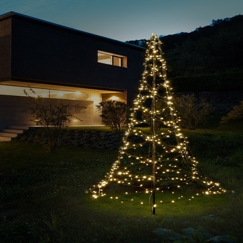 Kerstboom vlaggenmast verlichting met 640 leds 4 meter - multi color en warm wit - LUKSUS