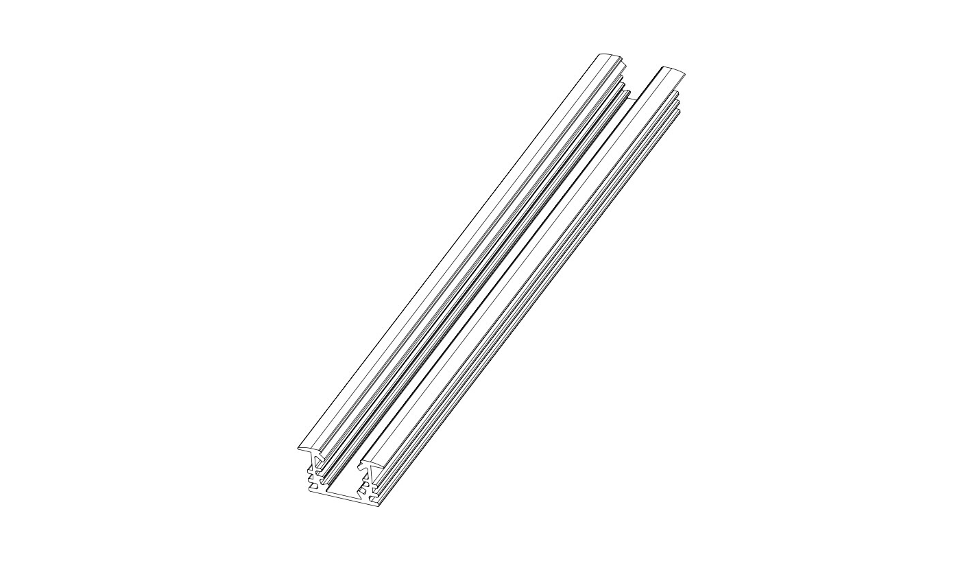 Mini inbouw LED rails vierkante vitrine trackrail - MD3 ALU INBOUW