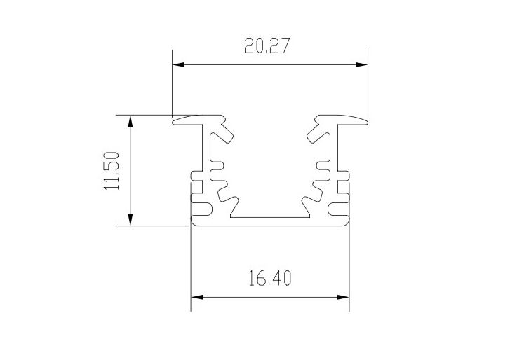 Mini inbouw LED rails vierkante vitrine trackrail - MD3 ALU INBOUW