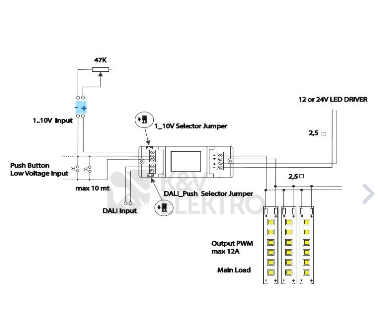 0-10 volt LED dimmer - instelbaar 12v/24v - 4 in 1