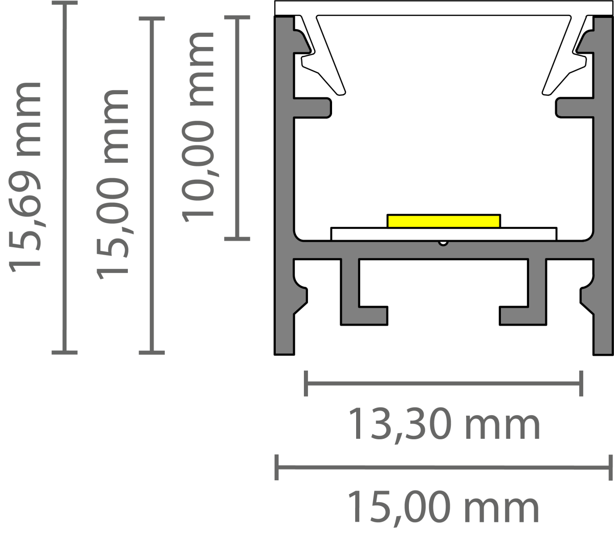 LED profiel inclusief opaal klikafdekking 15mm x 15,69mm - 302ALU