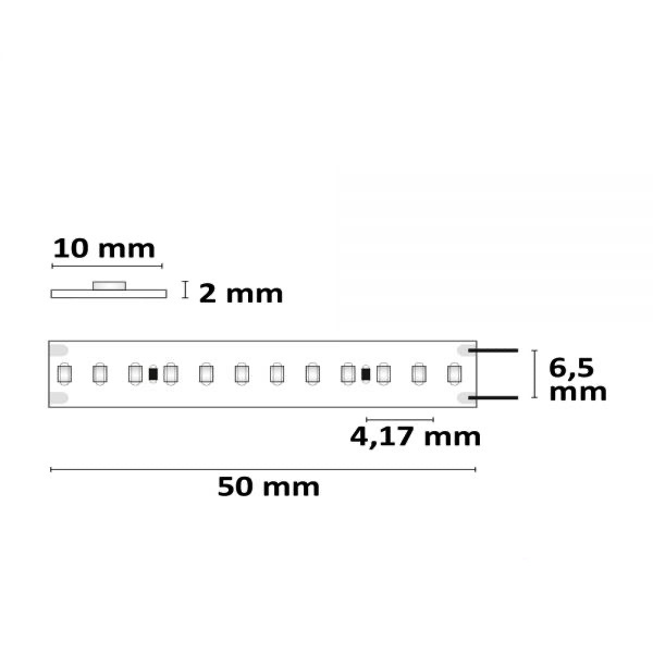 PRO LED Strip 48VDC 4000k Natuurlijk Wit 8W 700lm/meter 240 Led/m IP68 - 5 meter