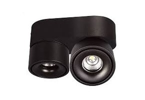 Dubbele Opbouwspot kantelbaar zwart Ø 161 x 82mm - 8 watt - 3000K - 1804ZWART-DUO