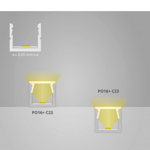 PL8 vlak LED inbouwprofiel - Geanodiseerd aluminium - afdekking naar keuze