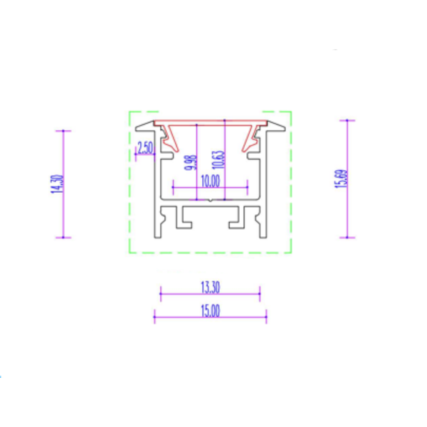 Zwart LED inbouw profiel inclusief klikafdekking 15mm x 15.69mm - 303ZWART