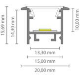 Wit Verzonken LED strip profiel inclusief klikcover 15mm x 15.69mm - 303WIT