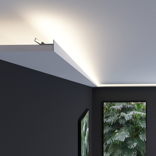 Wit LED gipsplaat plafond inclusief opaal klikafdekking 37 mm x 25,90 mm - PLAFOND12UPWIT