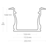 LED inbouw profiel met cover 23,5mm x 15mm - 07ALU - UITVERKOOP