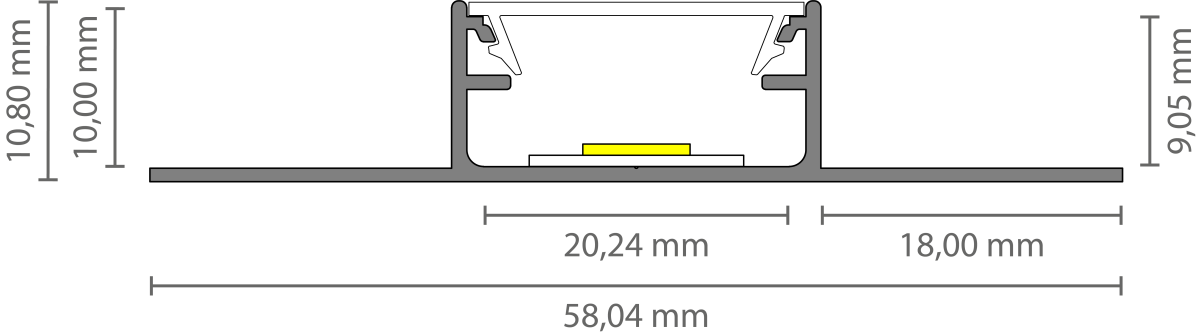 LED tegel en stuc profiel inclusief klikafdekking 58.04mm x 10,8mm - STUC400