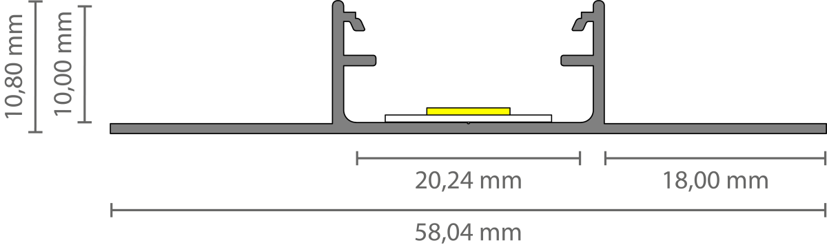 LED tegel en stuc profiel inclusief klikafdekking 58.04mm x 10,8mm - STUC400
