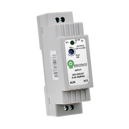 DIN Rail LED driver 15 watt 12 volt 1,25 Ampère - IP20 - MDIN15W12