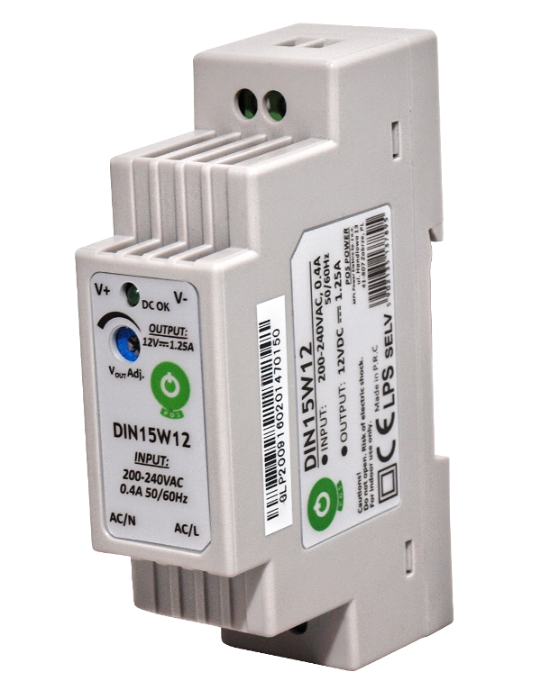 DIN Rail LED driver 15 watt 12 volt 1,25 Ampère - IP20 - MDIN15W12