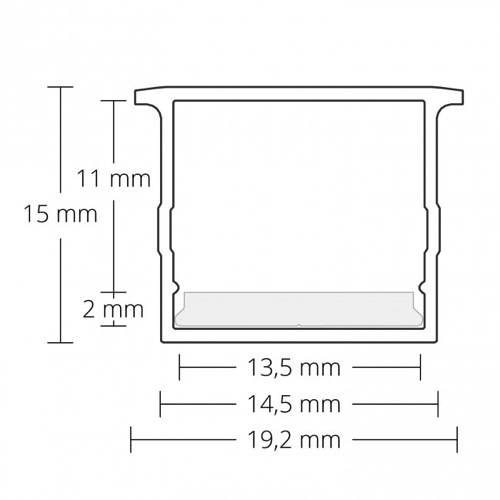 Waterdicht LED profiel 2 meter 15 mm x 19,02 mm - 18.1ALU.H20