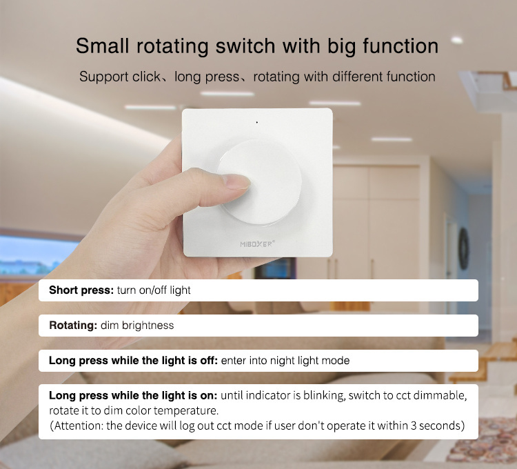 MiBoxer draadloze LED wanddimmer - Draadloze wanddimmer - K1