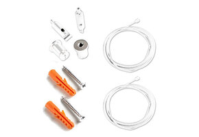 Wit kabel ophangsysteem voor LED strip profiel, 318ALU, 318WIT, 318ZWART,XL304ALU, XL306ALU, XL306WIT, XLPL8, XL340ALU, XL340WIT, XL340ZWART- kabels voor LED strip profiel - WIT - afdekking naar keuze