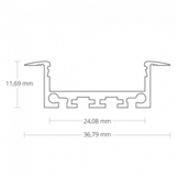 XL LED inbouw profiel met klikcover 36,79mm x 11,69mm - XL05ALU