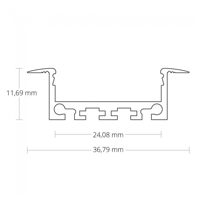 XL LED inbouw profiel met klikafdekking 36,79mm x 11,69mm - XL05ALU