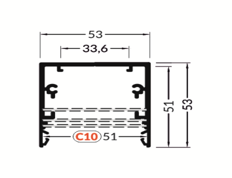 10 x LED XXL profiel 4 meter met afdekking 53 mm x 53 mm - XL53ALU