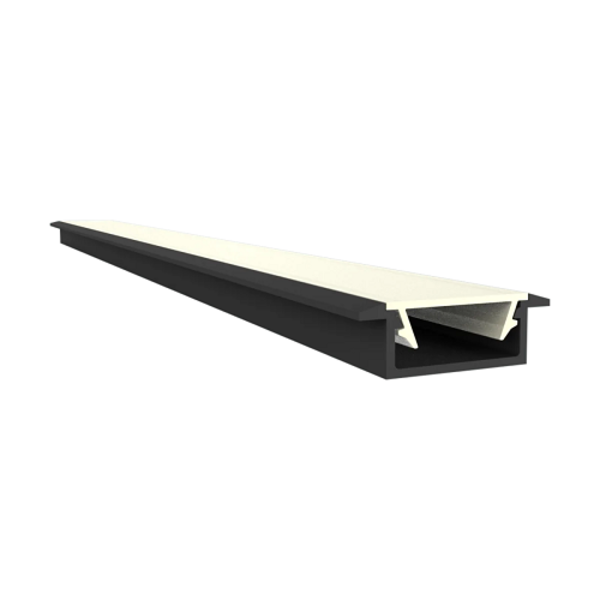 Zwart LED inbouw profiel met afdekking 15 mm x 6mm - 308ZWART