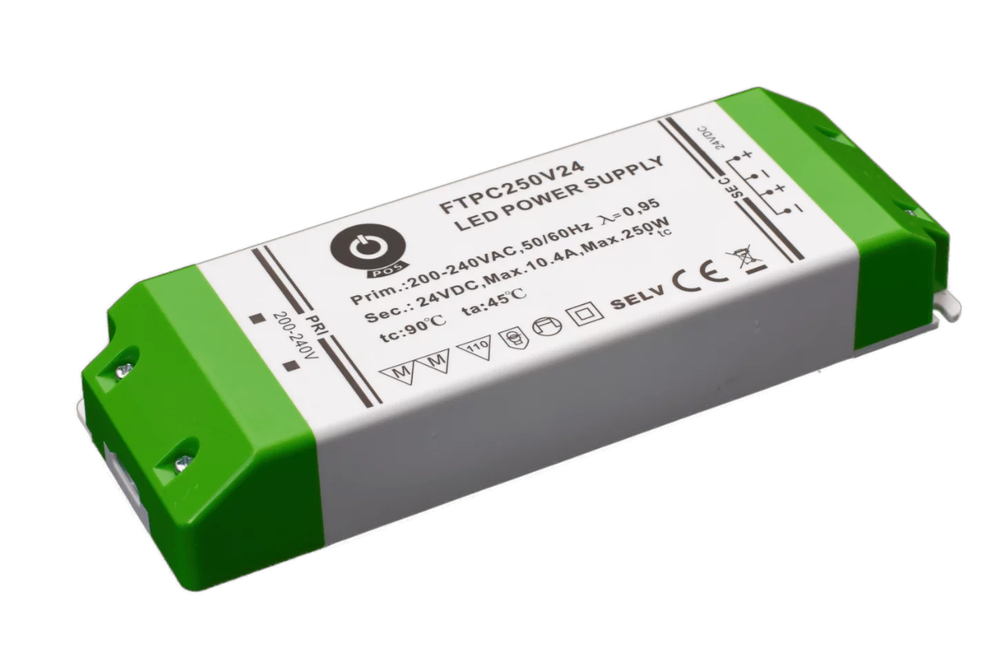 LED driver 250 watt 24 volt 10,4 Ampère - IP20 - compact - FTPC250V24