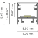 LED strip profiel inclusief opaal klikcover 15mm x 15,69mm - 302ZWART