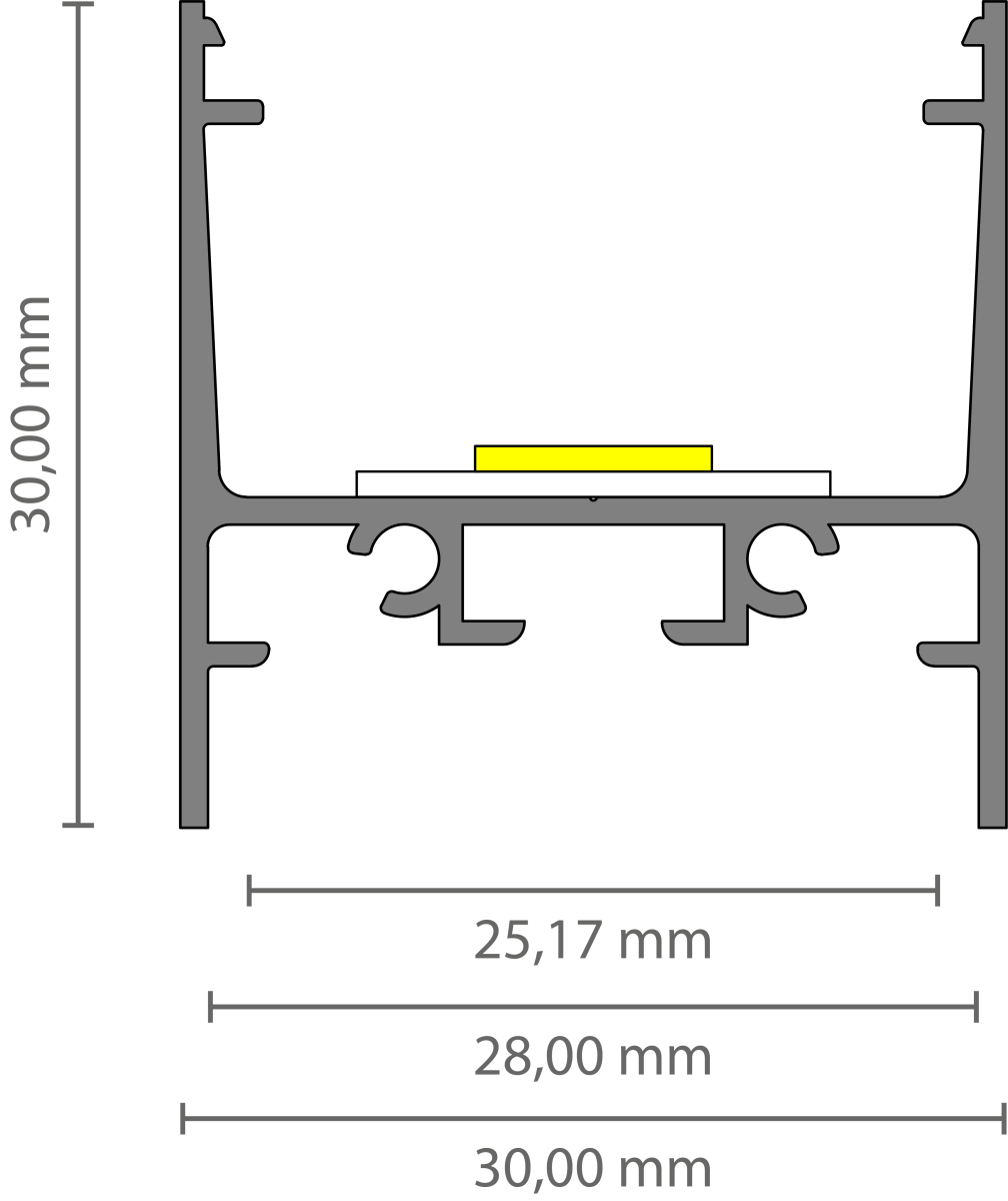 LED profiel inclusief opaal klikafdekking 30 mm x 30,92 mm - XL306ALU