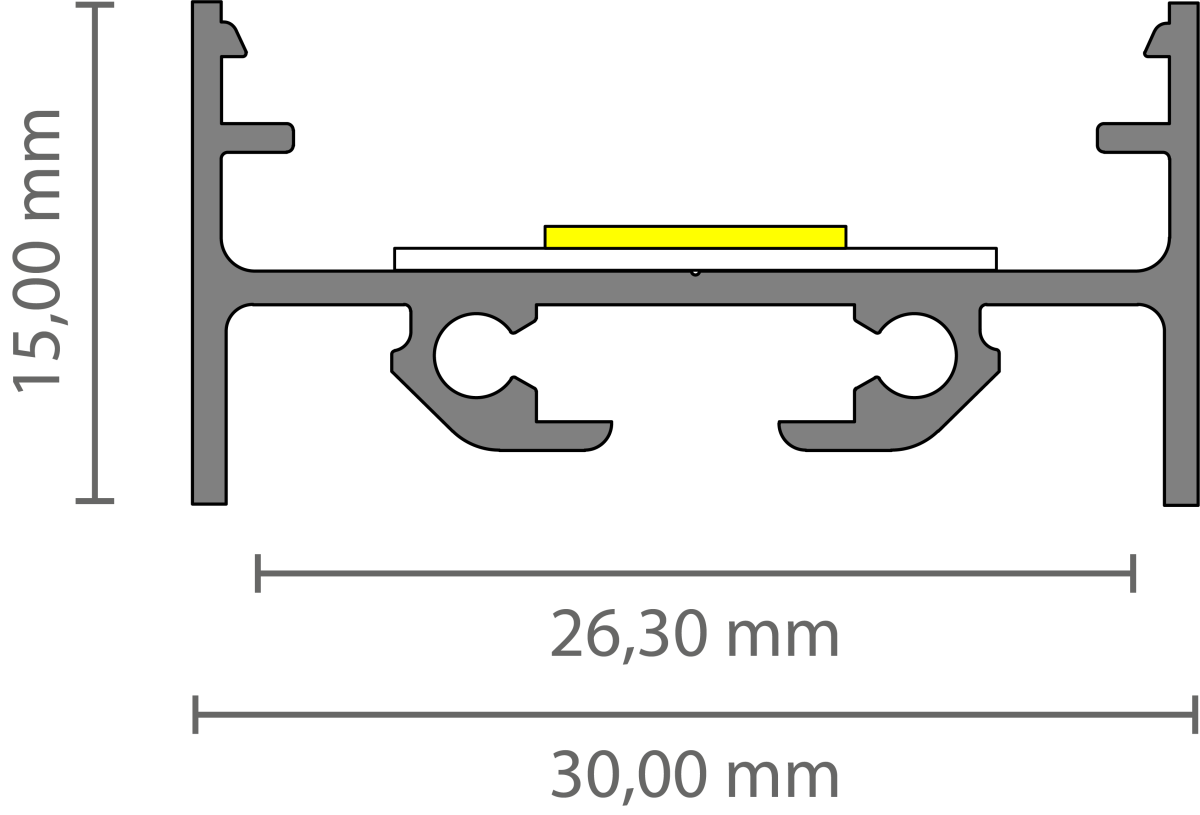 LED profiel inclusief opaal klikafdekking 30 mm x 15 mm - XL304ALU
