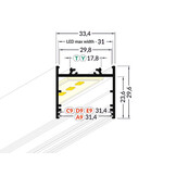 VARIO30-02 ACDE-9/TY LED profiel 3 meter - 33,4 x 15,9 mm - Zwart geanodiseerd - met opaal afdekkap
