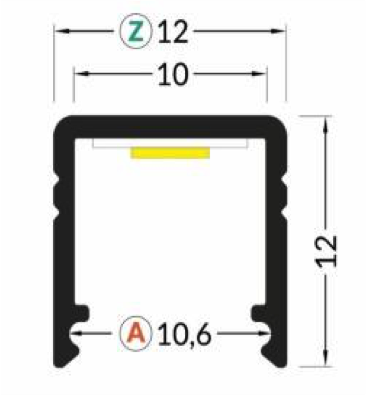 LED profiel 3 meter met afdekking 12 mm x 12 mm – SLIM200ALU