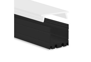 Zwart LED opbouw profiel met cover 18,1 mm x 19,02 mm - 18ZWART