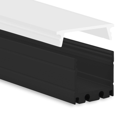 Zwart LED opbouw profiel met afdekking 18,1 mm x 19,02 mm - 18ZWART