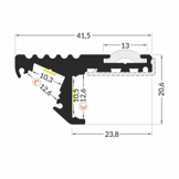 LED strip trapprofiel met cover 41,5 mm x 20,6 mm - D10ALU