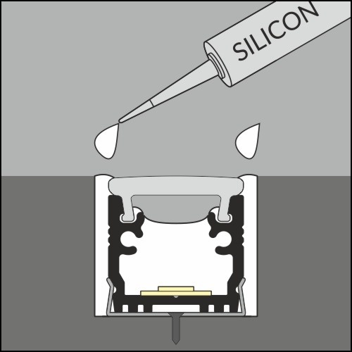 LED strip vloerprofiel 2 meter met cover 15,8 mm x 13,70 mm - VLOER12