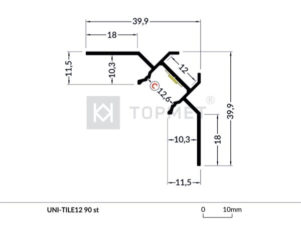 LED tegel en stuc hoekprofiel 2 meter 39,9 mm x 39,9 mm C24STUC BINNENHOEK