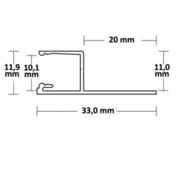 Slim LED stucprofiel 2 meter met opaal klikafdekking 33mm x 11,90 mm - SLIMSTUC04