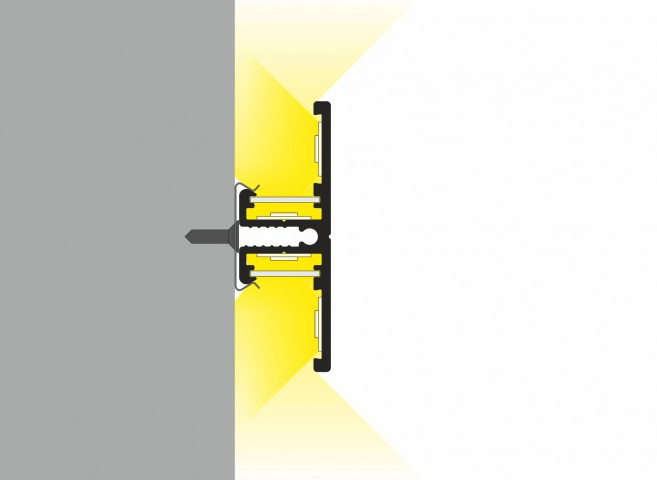 LED profiel Up Down - met afdekking 13,5 mm x 40 mm - UpDown02ZWART