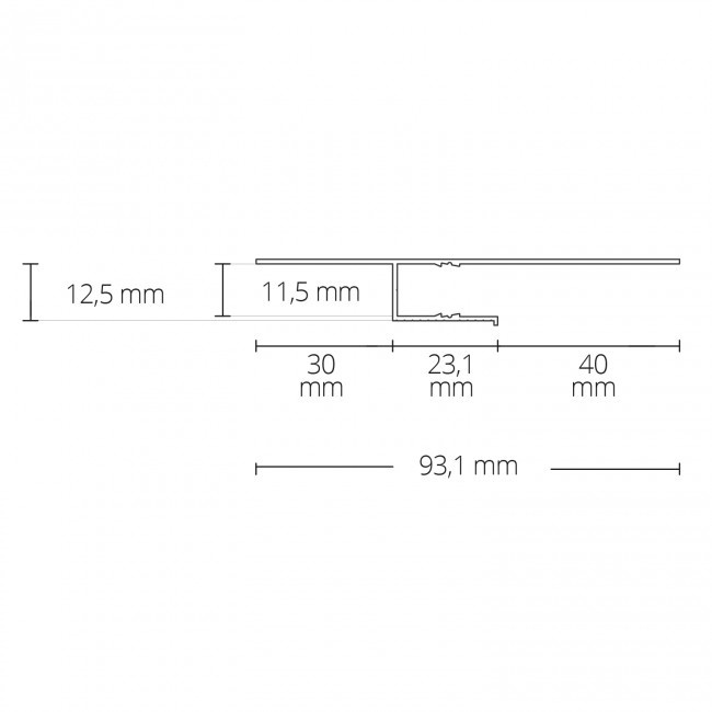 LED wand profiel 2 meter 93,10 mm x 12,50 mm GIPS12ALU
