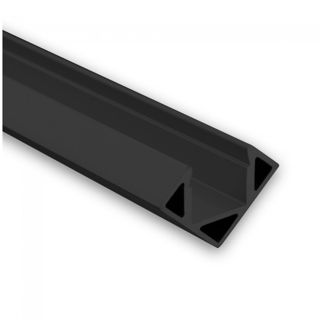 Zwart LED hoekprofiel met afdekking 25,66mm x 18,01mm - C23ZWART