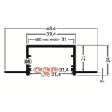VARIO30-05 ACDE-9 diep trimless LED stucprofiel - Geanodiseerd aluminium - afdekking naar keuze