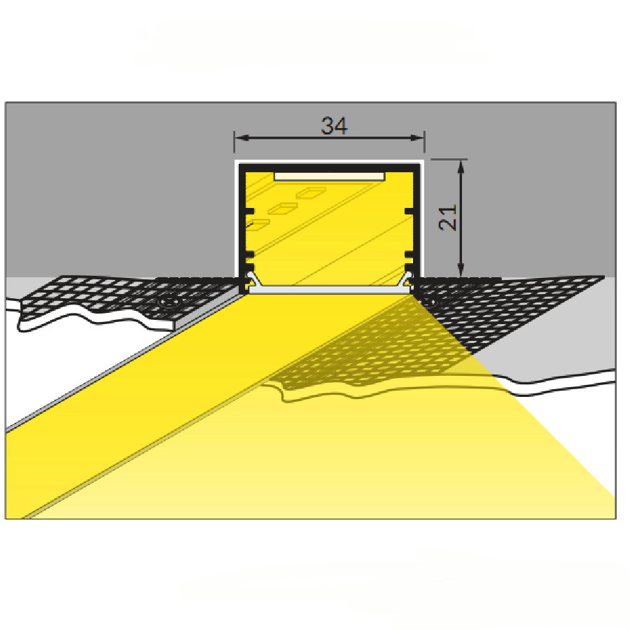 Trimless LED stucprofiel 2 meter inclusief klikafdekking 33,4 mm x 21 mm - XL30TrimlessALU