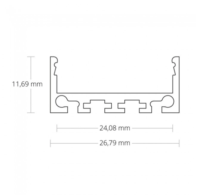 LED strip profiel 10 meter met lage cover 26,79mm x 11,69mm PN4 C1 - Wit